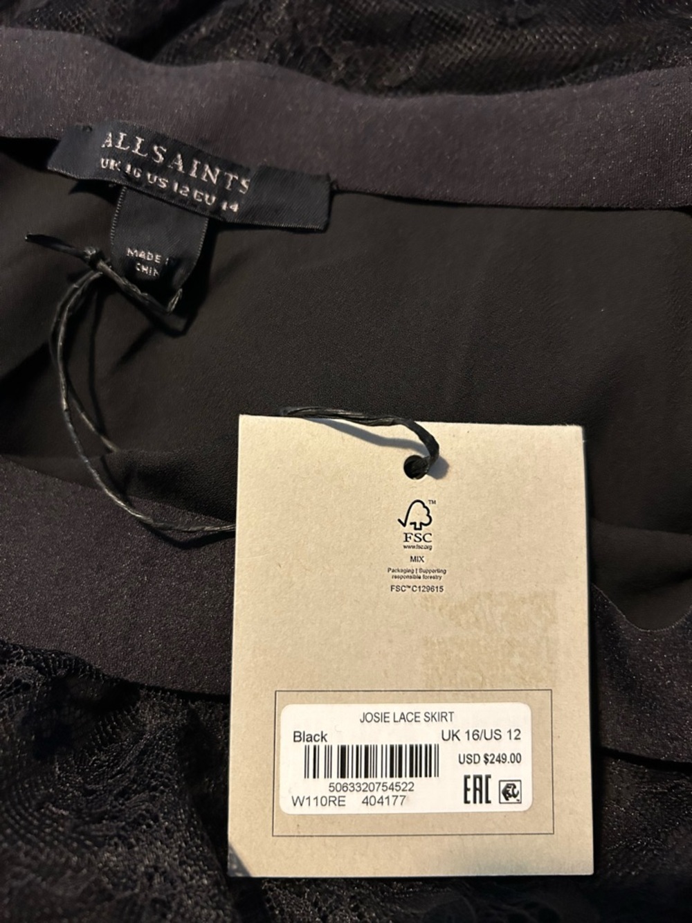 Allsaints Josie Asymmetric Lace Skirt in Black - Picture 12 of 13